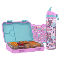 Boîte à lunch bento en plastique et bouteille d'eau pour enfants école pique-nique en plein air maison