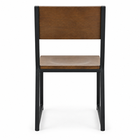 Chaise de salle à manger vintage industrielle pour restaurant commercial, robuste, avec structure en métal noir et assise en bois, empilable, pour café et bistrot