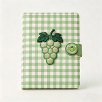 Carnet thermique YaLong à couverture rigide en cuir avec broderie de fruits à carreaux, joli carnet de notes en PU pour fille, 120 feuilles, logo personnalisé pour étudiant
