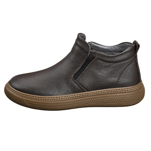 Chaussures décontractées pour hommes en cuir de vache véritable, à enfiler, bout rond, semelle extérieure en caoutchouc souple, antidérapantes, style marche - Product Image 4
