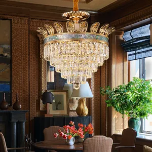 Lampadario di cristallo europeo di lusso leggero Hotel Fashion Atmosphere soggiorno casa candela lampadario di cristallo