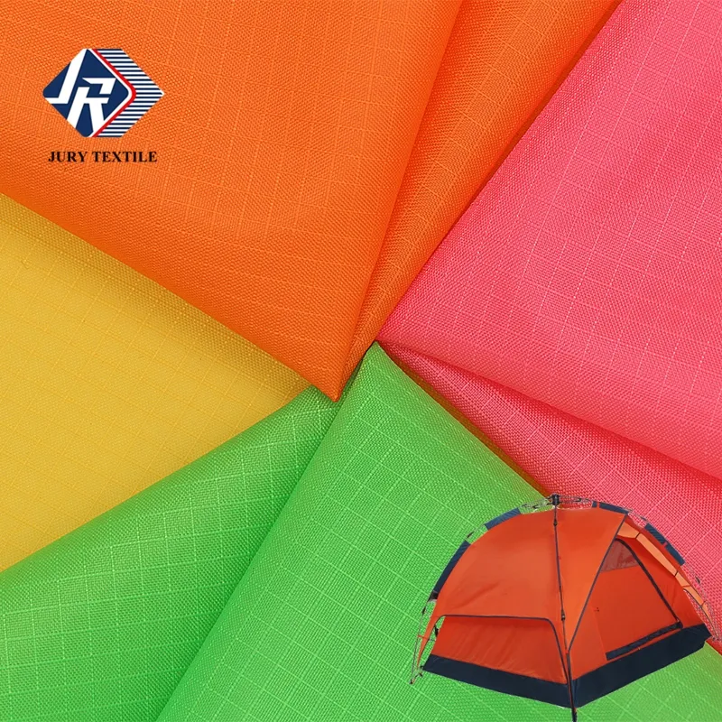 बैग अस्तर सामग्री की आपूर्ति 3mm ripstop पु कोटिंग बुना 190t पॉलिएस्टर तफ़ता निविड़ अंधकार तम्बू कपड़े