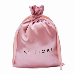 Pochette en satin réutilisable écologique anti-poussière avec cordon de serrage, logo personnalisé, en fausse soie, pour emballage de perruques, protège-poussière et masques pour les yeux – Vente en gros - Product Image 1