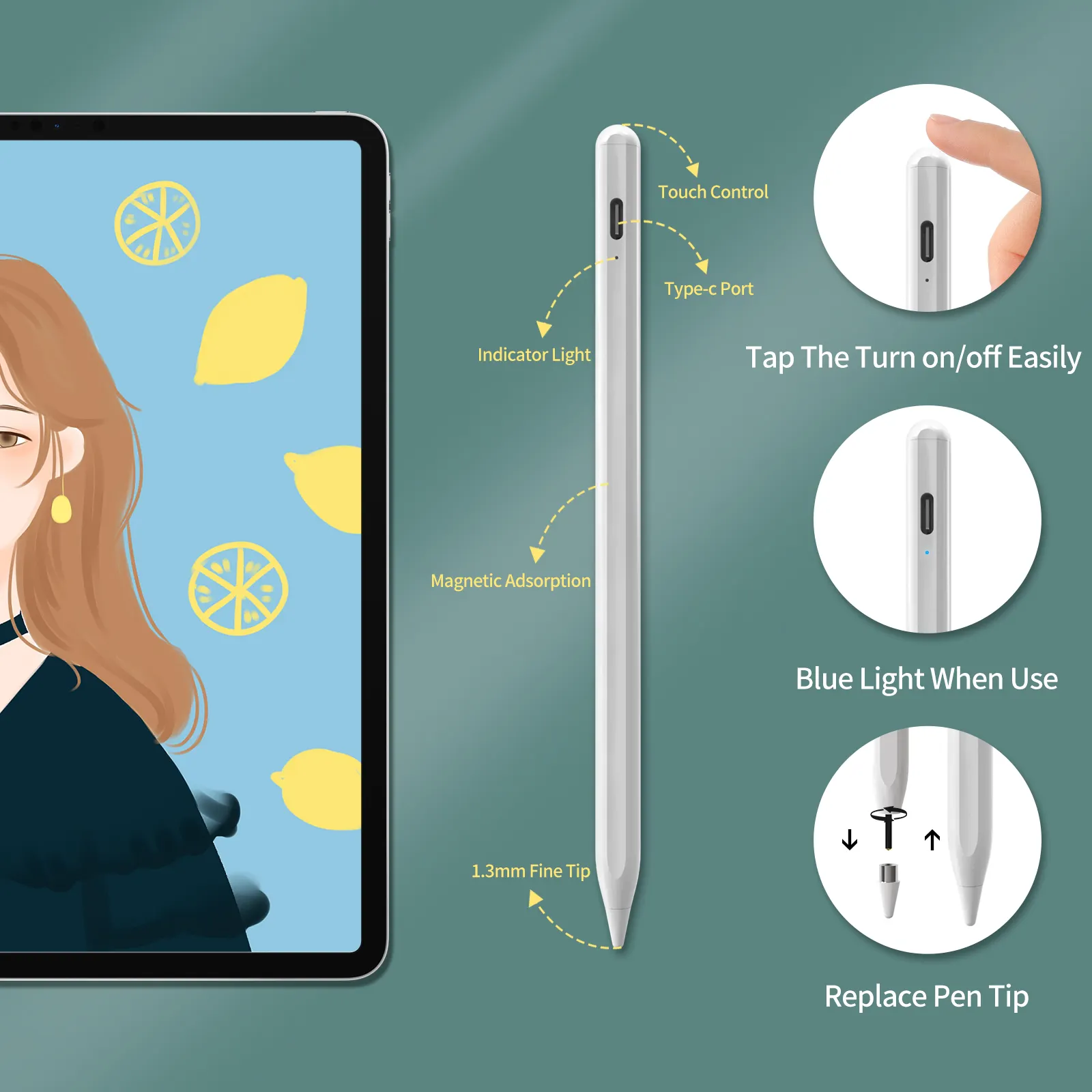 Stylus Pen Stylus für Android für Apple Android-Handys und Tablets Zusätzlicher Magnet Stylus Pen Metal