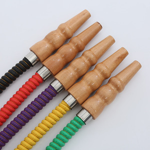 घरेलू हुक्का सहायक: 1.8 मीटर विस्तारित ठोस लकड़ी के मुखपत्र, एकल रंग चमड़े की नली, बार और मनोरंजन हुक्का - Product Image 3