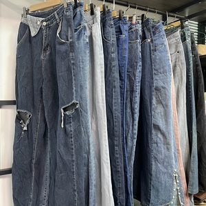 Haute qualité utilisé dames jean pantalon ample jambe large été Denim vêtements d'occasion pour les femmes en gros <span class=keywords><strong>Stock</strong></span> - Product Image 4