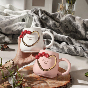 Taza de Café de Cerámica con Relieve 3D de Rosa Coreana Creativa, Regalo para Fiestas - Product Image 3
