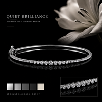 Bracelet ouvert en diamant fin, bracelet délicat en diamant cultivé en laboratoire 0,65 CT, bracelet minimaliste en or blanc 18 carats avec diamant rond