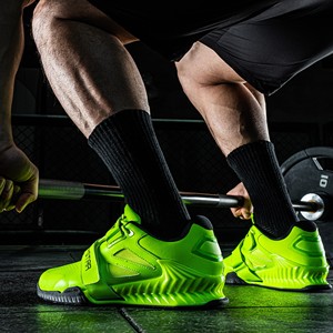 LS1035 <span class=keywords><strong>Chaussures</strong></span> de squat personnalisées <span class=keywords><strong>Chaussures</strong></span> de squat professionnelles à semelle large et à talon haut Couleur noire et verte - Product Image 2