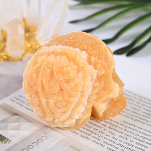 Crânes sculptés à la main en calcite orange naturelle, polis, artisanat en cristal pour la décoration intérieure et les cadeaux de guérison (vente en gros) - Product Image 6