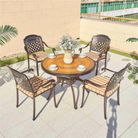 Table de banquet Grand Royal en aluminium moulé durable - Style classique européen, 10 places, pour extérieur, villa, hôtel, entrepôt, parc