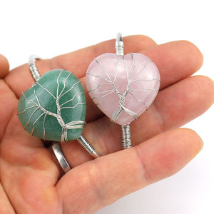 Hecho a mano respetuoso con el medio ambiente alambre de cobre <span class=keywords><strong>herida</strong></span> Natural piedra Original cristal amatista melocotón corazón amor pulsera - Product Image 2