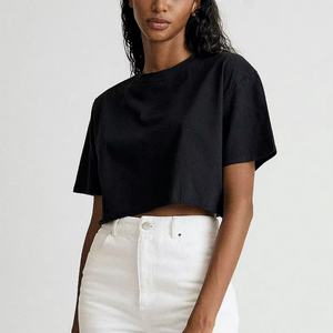 Camiseta Deportiva de Manga Corta para Mujer, 100% Algodón, con Logotipo Personalizado, Camiseta de Yoga Atlética, Camiseta Corta Holgada con Cuello Redondo para Entrenamiento - Product Image 5