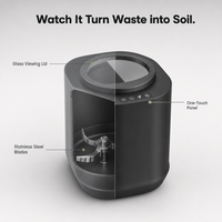 Broyeur Électrique de Déchets Alimentaires pour Compostage en Engrais, Machine Portable en ABS pour Usage Domestique et Garage