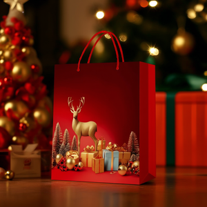Bolsa de Regalo Navideña Dorada 4159, Tamaño Mediano, Empaque para Días Festivos - Product Image 3