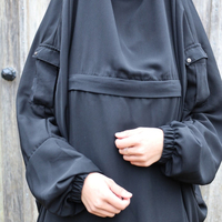 Jilbab de maternité 2 pièces noir modeste à vêtements musulmans islamiques personnalisés avec fermeture éclair d'allaitement