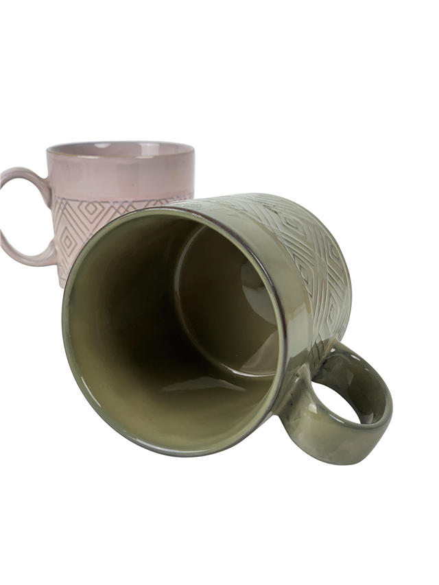 RTS 12oz European  Glazed Embossd ceramic coffee  mug,tea cup,  Best price custom mugs