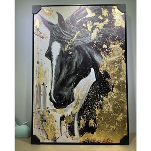 SJ luxe entrée Texture <span class=keywords><strong>peinture</strong></span> mur Arts Original abstrait tête <span class=keywords><strong>de</strong></span> <span class=keywords><strong>cheval</strong></span> noir <span class=keywords><strong>peinture</strong></span> à l'huile - Product Image 1