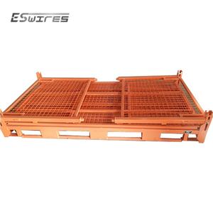 Nieuw Product Op Maat Gemaakt Magazijn Stapelbaar Oranje Duurzaam Opvouwbaar Metalen Stalen Gaas Kooi Stillage - Product Image 4