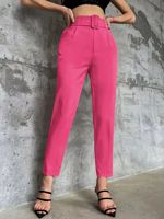 Pantalons tendance pour femmes Y2020, élégants, taille haute, slim, pour le bureau, pour femmes, longueur cheville, décontractés, avec ceinture