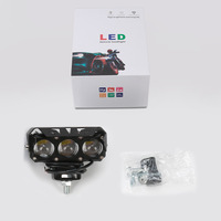 Feux LED pour moto, projecteur triple faisceau avec feux de route/croisement, design étanche en alliage d'aluminium, multicolore, pour rénovation/amélioration