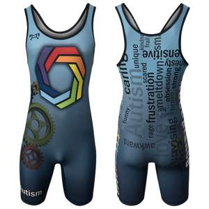 Conçu sur mesure pour hommes Taille Puls Wrestling Singlet Sublimation Imprimé Stretch Arts Martiaux Wear - Product Image 2