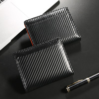 Dompet Pria Anti-RFID Motif Garis Kulit PU Tipis Lipat Dua dengan Ritsleting & Kancing Pengunci, Kantong Koin, Tempat Kartu Kredit