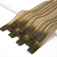 Nouvelles extensions de cheveux humains vierges européennes double trame Volume Genius Weft avec mèches blondes double trame Genius Weft