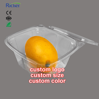 Boîtes à clapet en PET transparent avec charnière intégrée, conviviales pour l'emballage de pâtisseries, biscuits, salades de fruits et autres produits de vente au détail