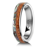 Bague unisexe classique en carbure de tungstène argenté de 6 mm avec incrustation en bois de fût de whisky, coquille d'ormeau et corde de guitare, ajustement confortable, alliance de mariage