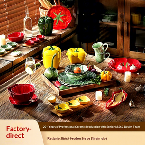 Ensemble pour enfants en céramique émaillée colorée, durable, de style pastoral, motif végétal, frais et adorable, fabriqué directement en usine, cuite à haute température - Product Image 2