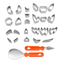 26-delige kinder Halloween pompoen snijset, niet-toxische roestvrijstalen koekjesvormpjes, creatieve DIY pompoenlantaarn snijgereedschap
