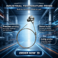 Sensor Suhu Termokopel Baja Tahan Karat Industri Tipe K J E T N untuk Pengukuran Suhu Tinggi IP64