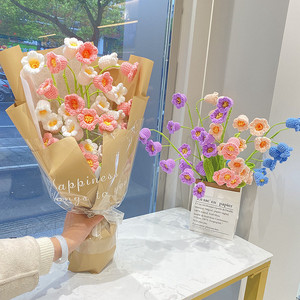 Tessuto giglio della valle finito a maglia fiori Crochet fiori Boutique fiori di lana fiore artificiale - Product Image 4
