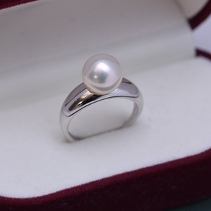 Bague en perle d'eau douce blanche Wenchi 9-10mm, argent S925, minimaliste, faite à la main, forte luminosité, faibles défauts, vente en gros, modèle 24593 - Product Image 4