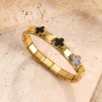 Pulsera de Acero Inoxidable con Dijes de Flor de Cinco Pétalos, Impermeable, Estilo Vintage, para Mujer, Venta al por Mayor, Ideal para Regalo