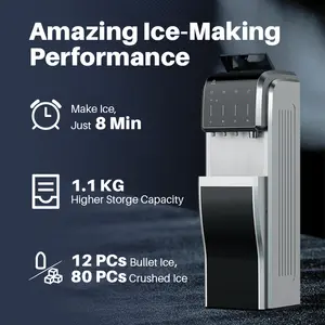 2024 Bottom Loading Ice Maker Freestanding Vertical Plastic Water Dispenser Hot Cold Water Household