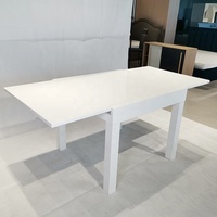 NOVA — Table à manger ouverte carré, blanc brillant, extensible, Table de luxe, 2021, TLNA010