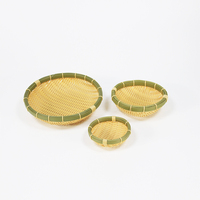 Ensemble de plateaux ronds en osier tressé style bambou, en rotin PP, pour servir les aliments, le pain et les fruits