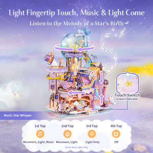 Tonecheer Star Workshop - Modèle de maison de poupée musicale à transmission mécanique tactile LED, <span class=keywords><strong>puzzle</strong></span> 3D en bois pour boutique de jouets - Product Image 2