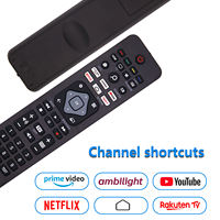 Control remoto universal de control simple compatible con Philip Android 4K Ultra HD LED Smart LED TV Control remoto negro