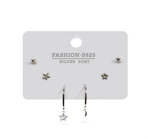 Orecchini a Perno in Argento S925 alla Moda, Forma di Stella con Incastonatura di Zirconi, Gioielli da Donna - Product Image 1