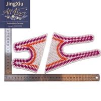 Applique en dentelle crochetée brodée 3D florale rose pour empeigne de chaussure, 100% polyester, 5''+, pour la couture et la décoration de vêtements