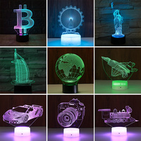 2025 Harga Pabrik Terbaik Lampu Malam LED 7 Warna Kontrol Sentuh untuk Akrilik Anime Ilusi 3D