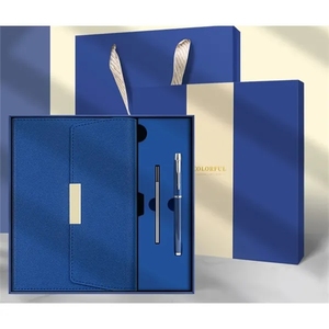 Custom Logo A5 Tri-Fold Business <b>Notebook</b> Gift <b>Set</b> Stylish Leather Journal Multifunction Silk Screen Printed Office Promotional - Product Image 4