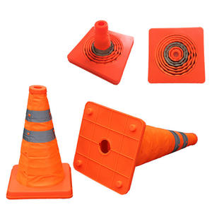 مخاريط بلاستيكية قابلة للطي لسلامة المرور على الطرق يمكن طيها بليد تعمل بالطاقة الشمسية عالية الكثافة - Product Image 3