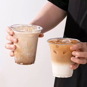 Gobelets en <span class=keywords><strong>plastique</strong></span> PET/PP jetables personnalisés avec logo imprimé, couvercles et pailles, faible MOQ pour café glacé et boissons froides, vente en gros - Product Image 2