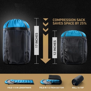 Sacs de couchage d'été légers et imperméables en polyester 210T à capuche, avec rembourrage en fibres creuses pour adultes - Product Image 4