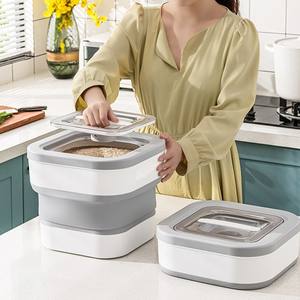 新しいPPプラスチック製折りたたみ式モダンシンプルデザイン米びつ、防虫防湿密閉型厚型保存容器、米や食品用 - Product Image 3