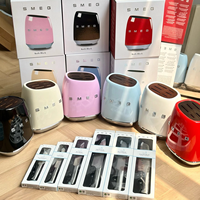 Ensemble de couteaux en acier inoxydable SMEG, 7 pièces, célèbres sur TikTok, avec bloc de rangement, coffret cadeau élégant, cadeau de déménagement
